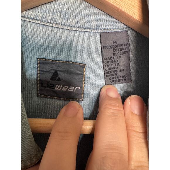 VTG Y2K LizWear Shirt Adult Medium Blue Denim Button up Women - Picture 4 of 4